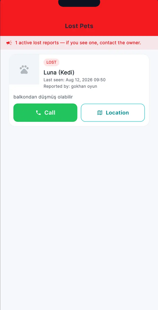 Lost pet mode
