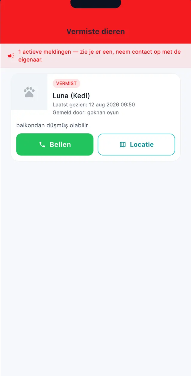 Modus vermist huisdier