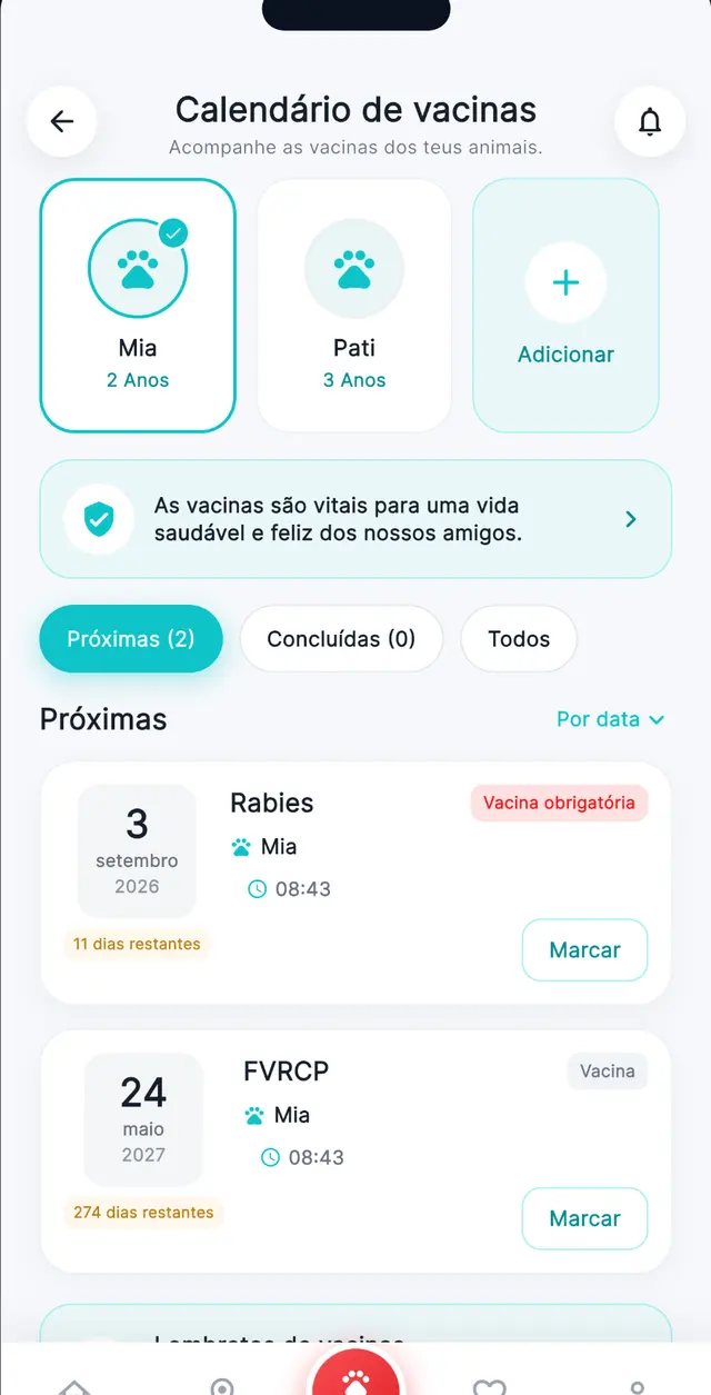 Calendário de vacinas